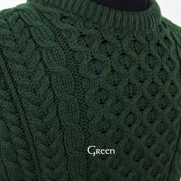 NEW Mens Aran Irish Fisherman Sweater Crew Wool - Picture 6 of 9